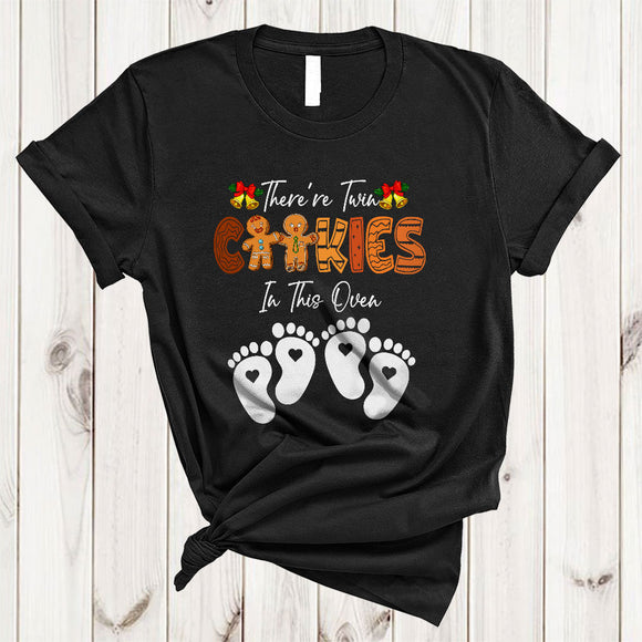 MacnyStore - There's Twin Cookies In This Oven, Joyful Christmas Cookies, Pregnancy Announcement Family T-Shirt