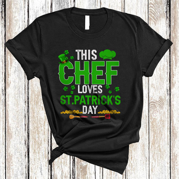 MacnyStore - This Chef Loves St. Patrick's Day, Humorous Shamrocks, Leprechaun Chef Team Squad T-Shirt