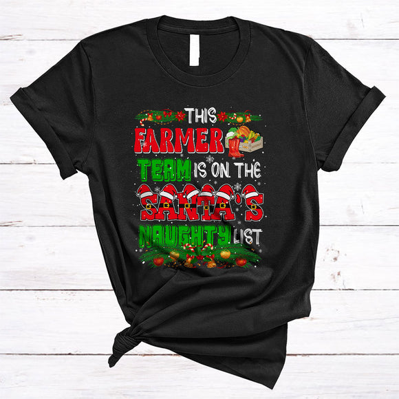 MacnyStore - This Farmer Team In On The Santa's Naughty List, Joyful Christmas Santa Job, X-mas Group T-Shirt