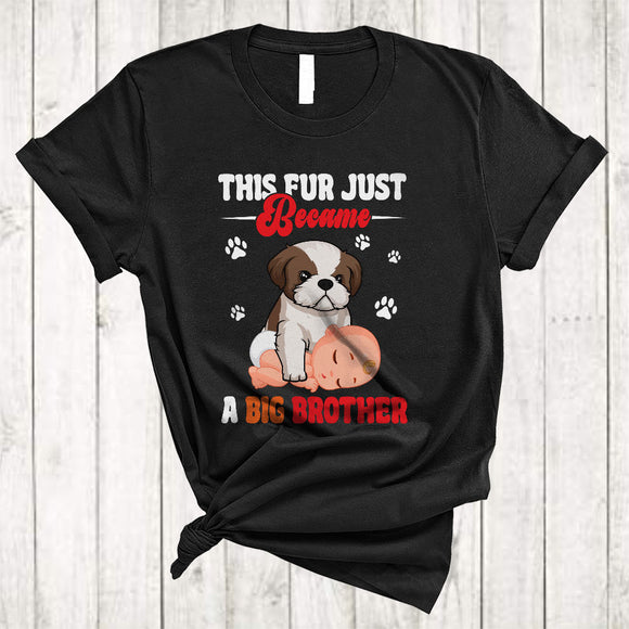 MacnyStore - This Fur Just Became Big Brother, Cute Pregnancy Announcement Shih Tzu Owner, Baby Family T-Shirt