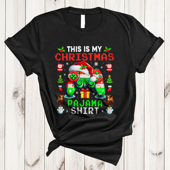 MacnyStore - This Is My Christmas Pajama Shirt Colorful Awesome Xmas Santa Game Controller Gamer Snow T-Shirt