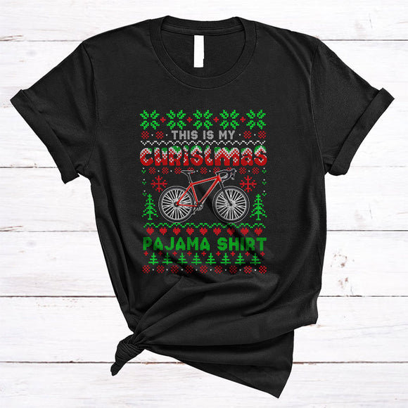 MacnyStore - This Is My Christmas Pajama Shirt Cool Merry Xmas Sweater Family Group Bicycle Lover T-Shirt