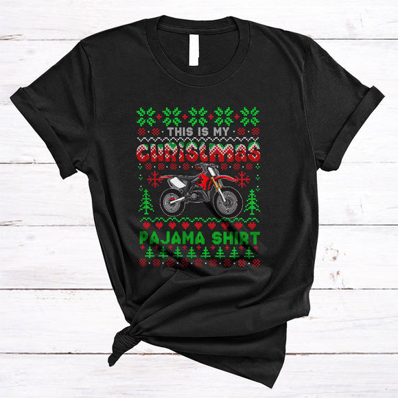 MacnyStore - This Is My Christmas Pajama Shirt Cool Merry Xmas Sweater Family Group Dirt Bike Lover T-Shirt