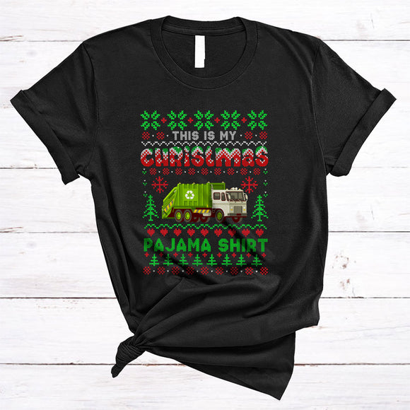 MacnyStore - This Is My Christmas Pajama Shirt Cool Merry Xmas Sweater Family Group Garbage Truck Lover T-Shirt
