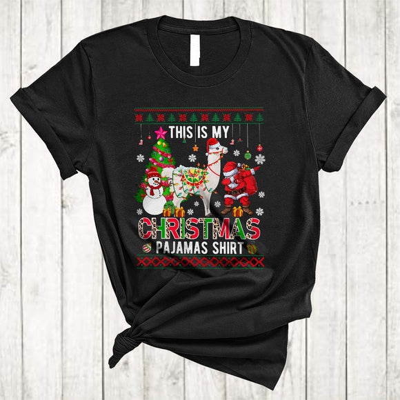 MacnyStore - This Is My Christmas Pajama Shirt Cool Merry Xmas Sweater Leopard Santa Reindeer Llama T-Shirt