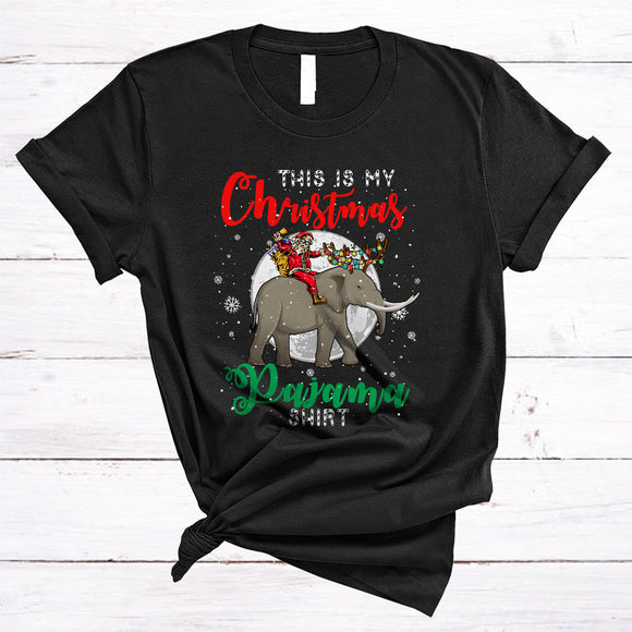 MacnyStore - This Is My Christmas Pajama Shirt Cute Xmas Snow Animal Santa Riding Reindeer Elephant Lover T-Shirt