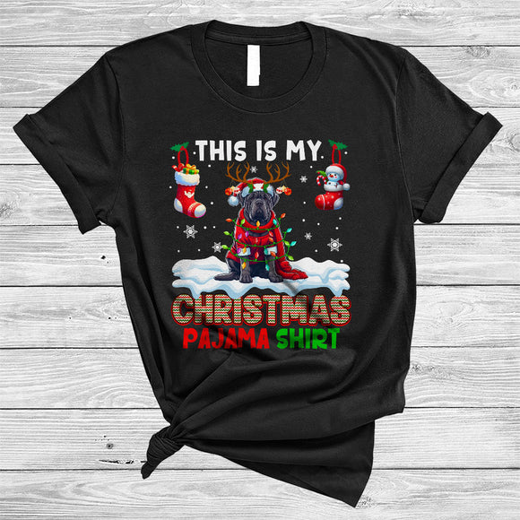 MacnyStore - This Is My Christmas Pajama Shirt, Amazing Santa Reindeer Cane Corso, X-mas Lights Socks T-Shirt