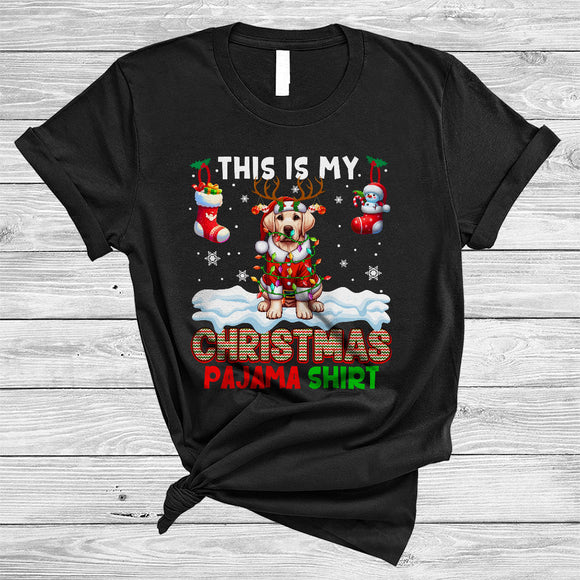 MacnyStore - This Is My Christmas Pajama Shirt, Amazing Santa Reindeer Labrador Retriever, X-mas Lights Socks T-Shirt