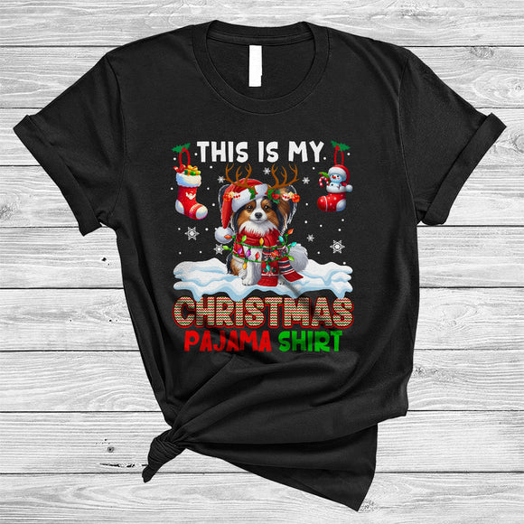 MacnyStore - This Is My Christmas Pajama Shirt, Amazing Santa Reindeer Papillon, X-mas Lights Socks T-Shirt