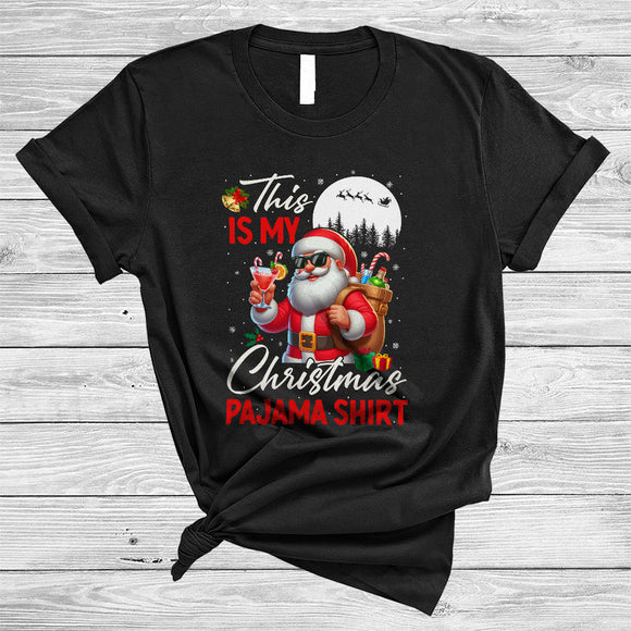 MacnyStore - This Is My Christmas Pajama Shirt, Awesome Funny Santa Drinking Cocktail, X-mas Snow Around T-Shirt