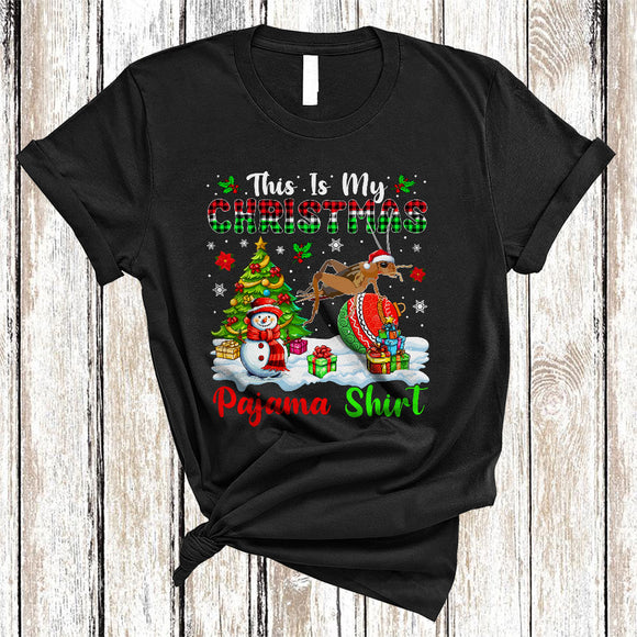 MacnyStore - This Is My Christmas Pajama Shirt, Awesome Plaid Santa Cricket Insects, X-mas Tree Snowman T-Shirt