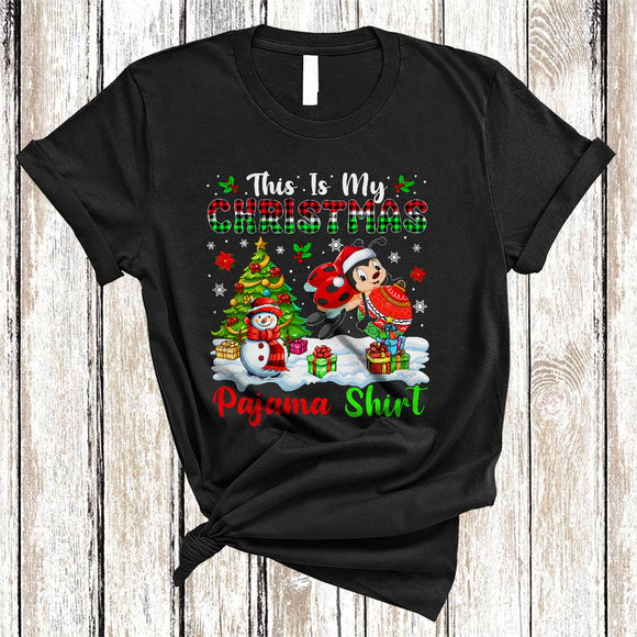 MacnyStore - This Is My Christmas Pajama Shirt, Awesome Plaid Santa Ladybug Insects, X-mas Tree Snowman T-Shirt