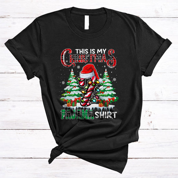 MacnyStore - This Is My Christmas Pajama Shirt, Awesome Santa Candy Canes, X-mas Lights Snow Around T-Shirt