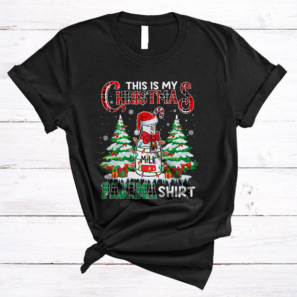 MacnyStore - This Is My Christmas Pajama Shirt, Awesome Santa Milk Lover, X-mas Lights Snow Around T-Shirt