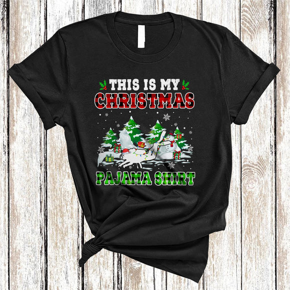 MacnyStore - This Is My Christmas Pajama Shirt, Colorful Plaid X-mas Santa Scuba Diving, Snow Around Family Group T-Shirt