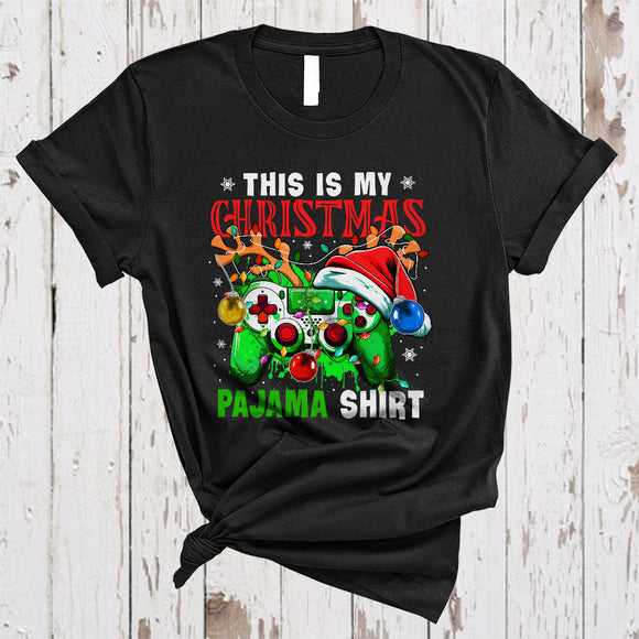 MacnyStore - This Is My Christmas Pajama Shirt, Colorful X-mas Video Games Controller, Snow Gamer Lover T-Shirt