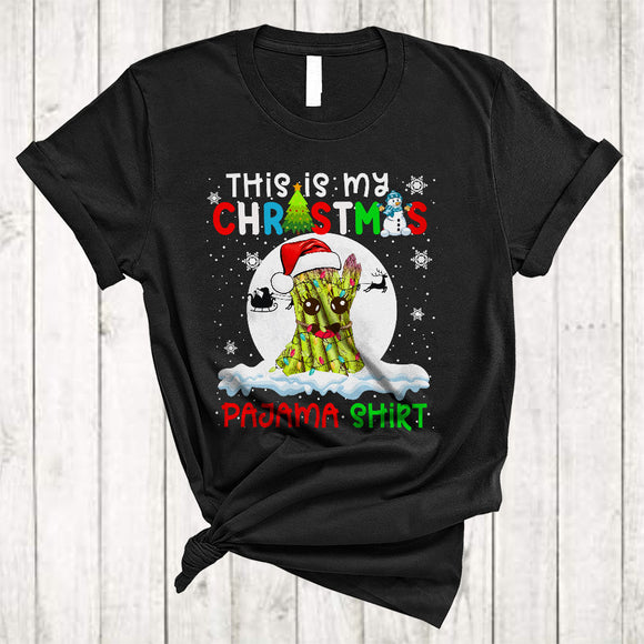 MacnyStore - This Is My Christmas Pajama Shirt, Fantastic X-mas Lights Santa Asparagus, Vegetable Vegan Food T-Shirt