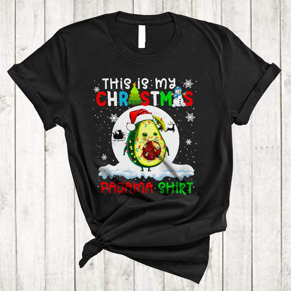 MacnyStore - This Is My Christmas Pajama Shirt, Fantastic X-mas Lights Santa Avocado, Vegetable Vegan Food T-Shirt