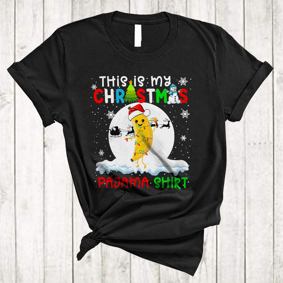 MacnyStore - This Is My Christmas Pajama Shirt, Fantastic X-mas Lights Santa Banana, Vegetable Vegan Food T-Shirt
