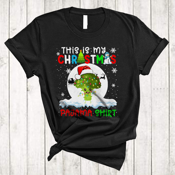 MacnyStore - This Is My Christmas Pajama Shirt, Fantastic X-mas Lights Santa Broccoli, Vegetable Vegan Food T-Shirt