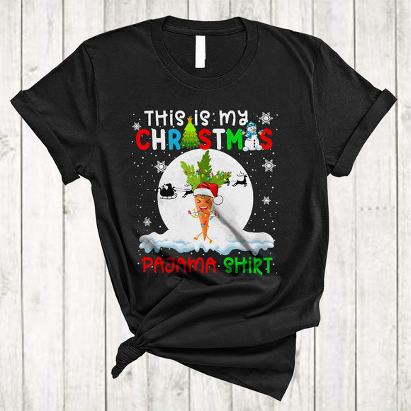 MacnyStore - This Is My Christmas Pajama Shirt, Fantastic X-mas Lights Santa Carrot, Vegetable Vegan Food T-Shirt