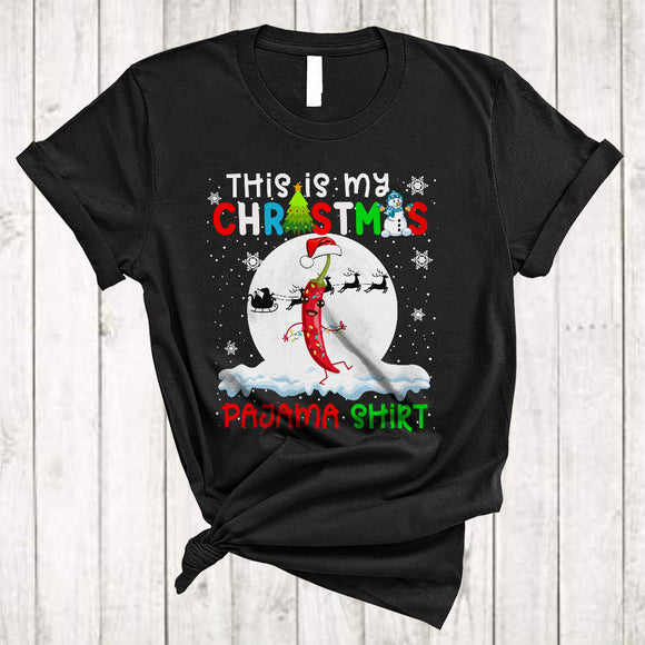 MacnyStore - This Is My Christmas Pajama Shirt, Fantastic X-mas Lights Santa Chilli, Vegetable Vegan Food T-Shirt