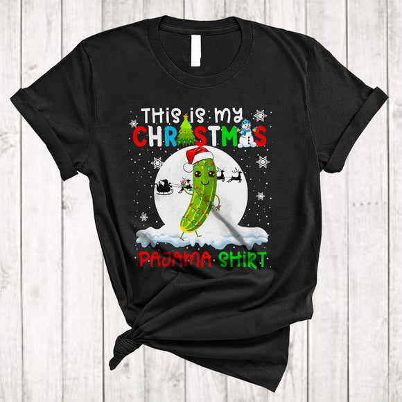 MacnyStore - This Is My Christmas Pajama Shirt, Fantastic X-mas Lights Santa Cucumber, Vegetable Vegan Food T-Shirt