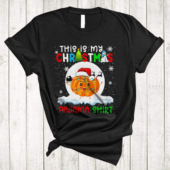 MacnyStore - This Is My Christmas Pajama Shirt, Fantastic X-mas Lights Santa Pumpkin, Vegetable Vegan Food T-Shirt