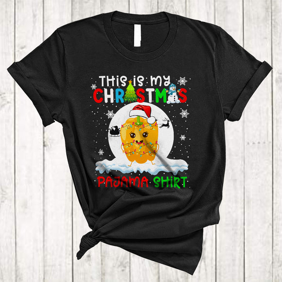 MacnyStore - This Is My Christmas Pajama Shirt, Fantastic X-mas Lights Santa Sweet Peppers, Vegetable Vegan T-Shirt