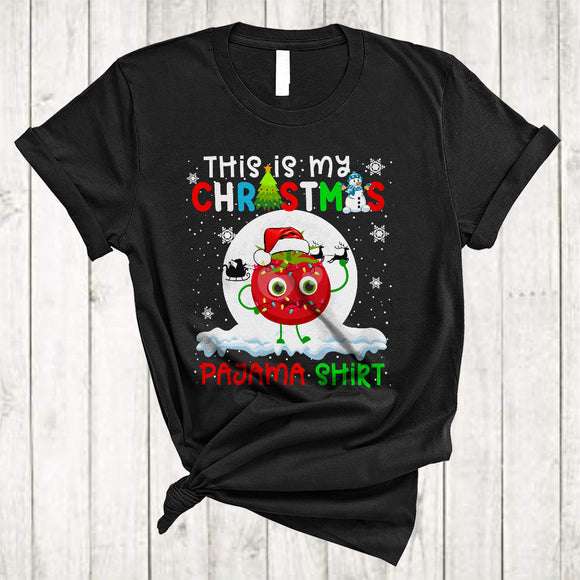 MacnyStore - This Is My Christmas Pajama Shirt, Fantastic X-mas Lights Santa Tomato, Vegetable Vegan Food T-Shirt