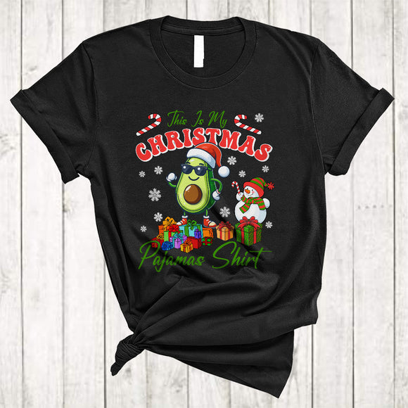 MacnyStore - This Is My Christmas Pajama Shirt, Funny Joyful Santa Avocado Lover, Snowman X-mas Group T-Shirt
