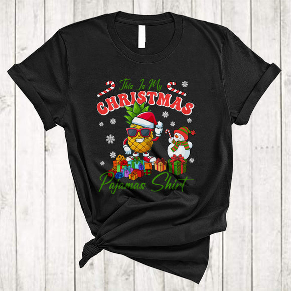 MacnyStore - This Is My Christmas Pajama Shirt, Funny Joyful Santa Pinepple Lover, Snowman X-mas Group T-Shirt