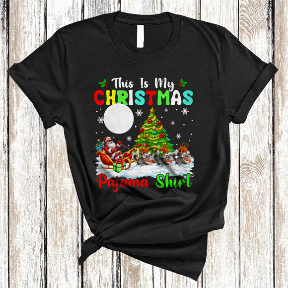 MacnyStore - This Is My Christmas Pajama Shirt, Lovely Awesome X-mas Chinchilla Lover, Santa Reindeer Sleigh T-Shirt