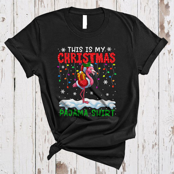 MacnyStore - This Is My Christmas Pajama Shirt, Wonderful X-mas Lights Santa Flamingo, Matching Sea Animal T-Shirt