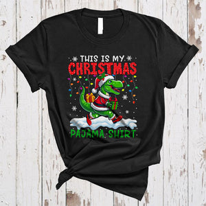 MacnyStore - This Is My Christmas Pajama Shirt, Wonderful X-mas Lights Santa T-Rex, Matching Sea Animal T-Shirt