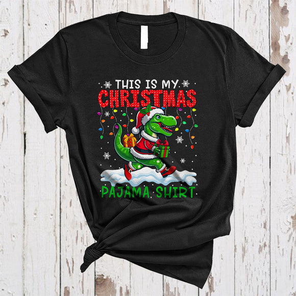 MacnyStore - This Is My Christmas Pajama Shirt, Wonderful X-mas Lights Santa T-Rex, Matching Sea Animal T-Shirt