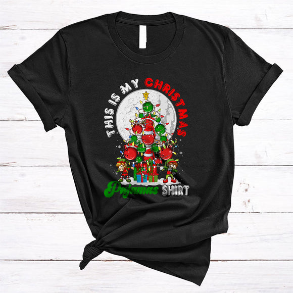 MacnyStore - This Is My Christmas Pajamas Shirt, Joyful Bowling X-mas Tree Lights, ELF Dabbing Group T-Shirt