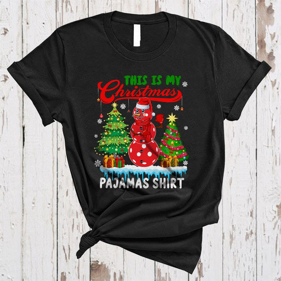 MacnyStore - This Is My Christmas Pajamas Shirt, Lovely X-mas Tree Snowman Pickleball, Sport Player Team T-Shirt