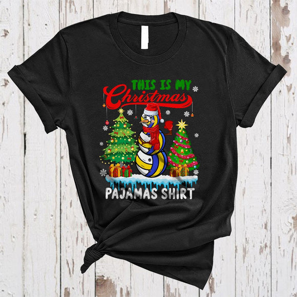 MacnyStore - This Is My Christmas Pajamas Shirt, Lovely X-mas Tree Snowman Volleyball, Sport Player Team T-Shirt