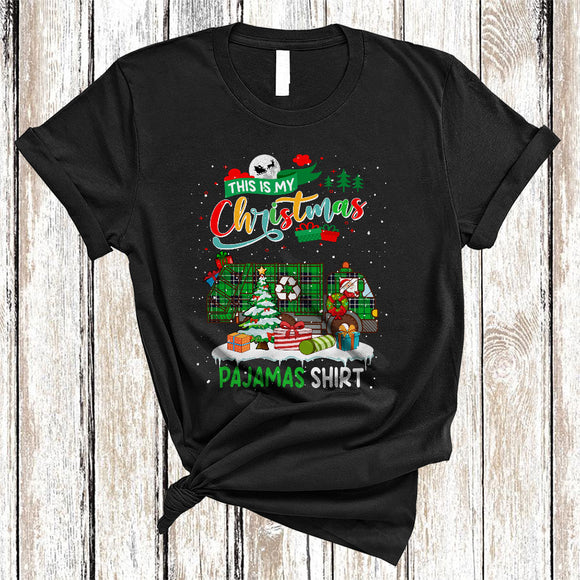 MacnyStore - This Is My Christmas Pajamas Shirt, Wonderful X-mas Plaid Santa Garbage Trucks Driver, Family Group T-Shirt