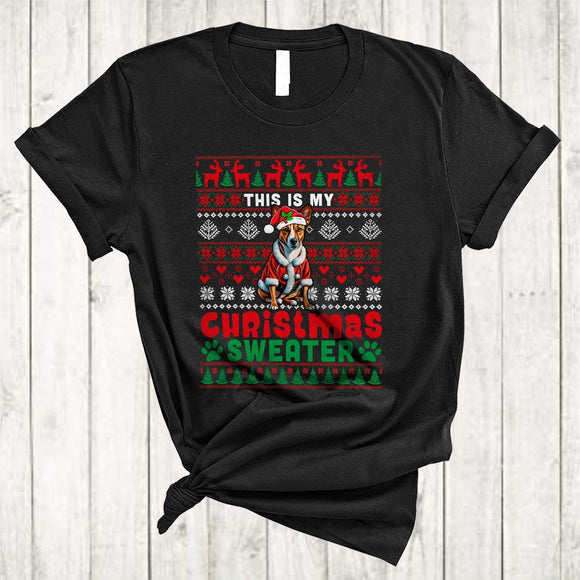 MacnyStore - This Is My Christmas Sweater, Adorable X-mas Snow Santa Basenji Dog, Snow Pajama Family T-Shirt