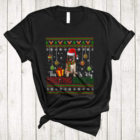 MacnyStore - This Is My Christmas Sweater, Cute X-mas Pug Santa, Snow Matching Animal Lover T-Shirt