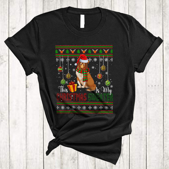 MacnyStore - This Is My Christmas Sweater, Cute X-mas Shetland Sheepdog Santa, Snow Animal Lover T-Shirt
