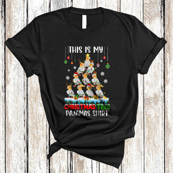 MacnyStore - This Is My Christmas Tree Pajamas Shirt Cute Cool Xmas Tree Santa ELF Reindeer Cockatiel Bird T-Shirt