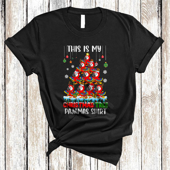 MacnyStore - This Is My Christmas Tree Pajamas Shirt Cute Cool Xmas Tree Santa ELF Reindeer Macaw Bird T-Shirt