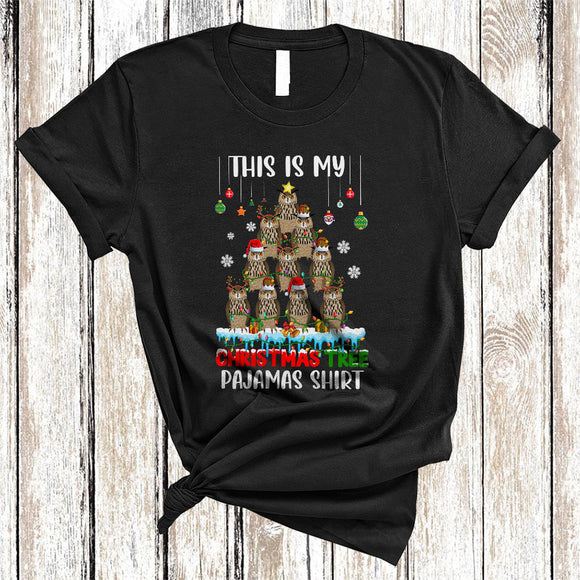 MacnyStore - This Is My Christmas Tree Pajamas Shirt Cute Cool Xmas Tree Santa ELF Reindeer Owl Bird T-Shirt