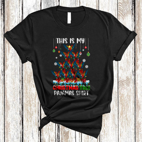 MacnyStore - This Is My Christmas Tree Pajamas Shirt Cute Cool Xmas Tree Santa ELF Reindeer Parrot Bird T-Shirt