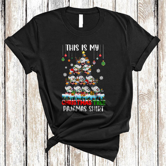 MacnyStore - This Is My Christmas Tree Pajamas Shirt Cute Cool Xmas Tree Santa ELF Reindeer Pigeon Bird T-Shirt