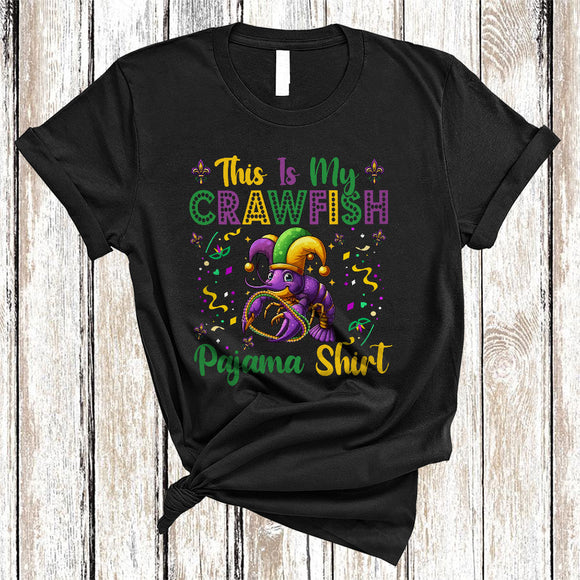 MacnyStore - This Is My Crawfish Pajama Shirt, Humorous Mardi Gras Beads Crawfish, Friend Family T-Shirt