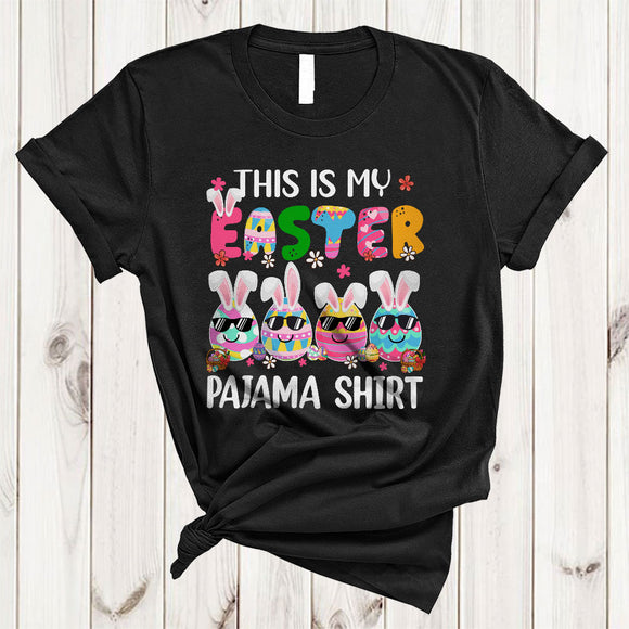 MacnyStore - This Is My Easter Pajama Shirt, Adorable Four Easter Bunny Eggs Sunglasses, Family Group T-Shirt